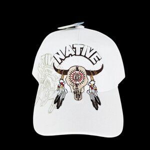 Native Pride Men's White Cap One Size Embroidered Front Adjustable NWT